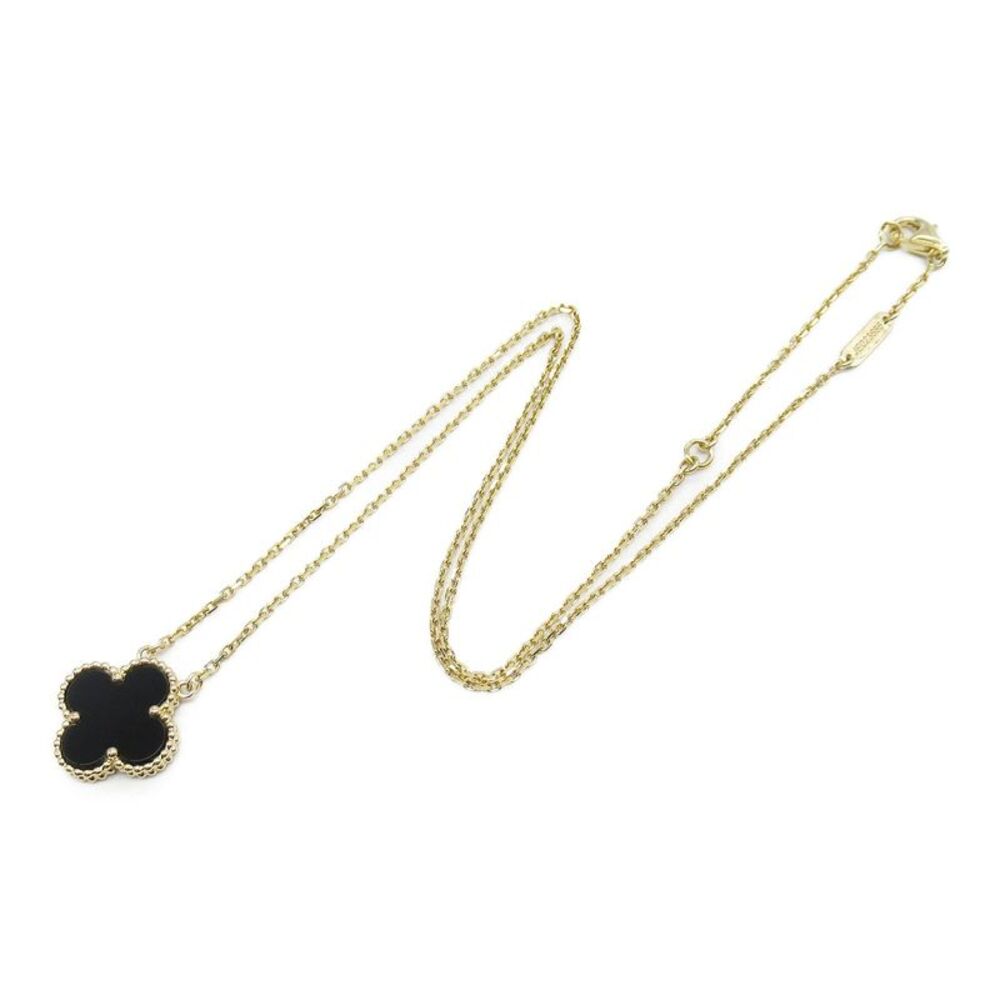 Van Cleef & Arpels K18 Yellow Gold Vintage Alhambra Necklace Onyx Necklace - Picture 3 of 6